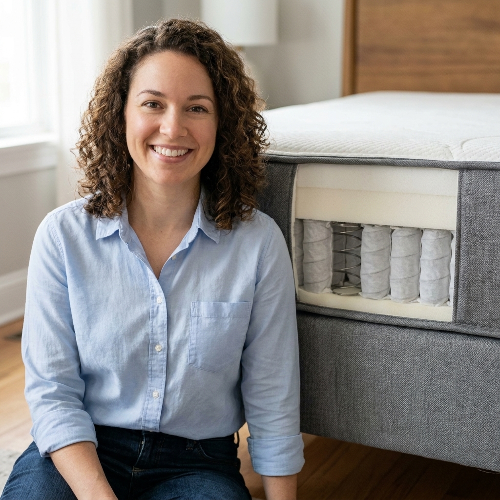 A hybrid mattress edge with pocketed coils visible beneath a foam comfort layer.